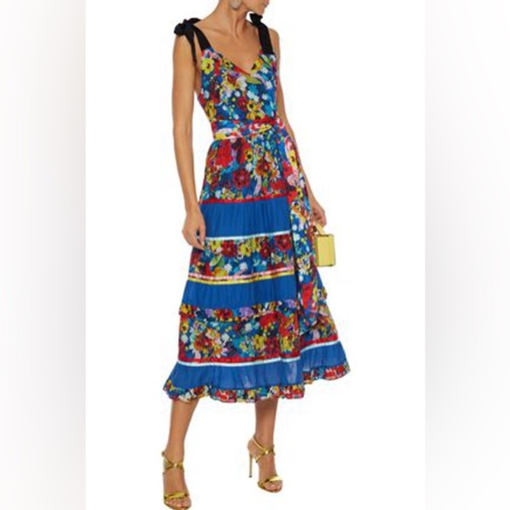Alice and Olivia floral summer dress w/ bow straps